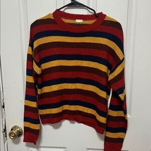 Garage Red, Yellow, and Blue Striped Sweater